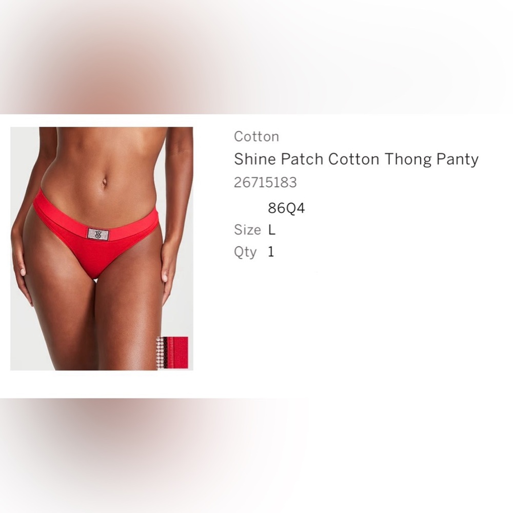 Shine Patch Cotton Thong Panty - Picture 2 of 7